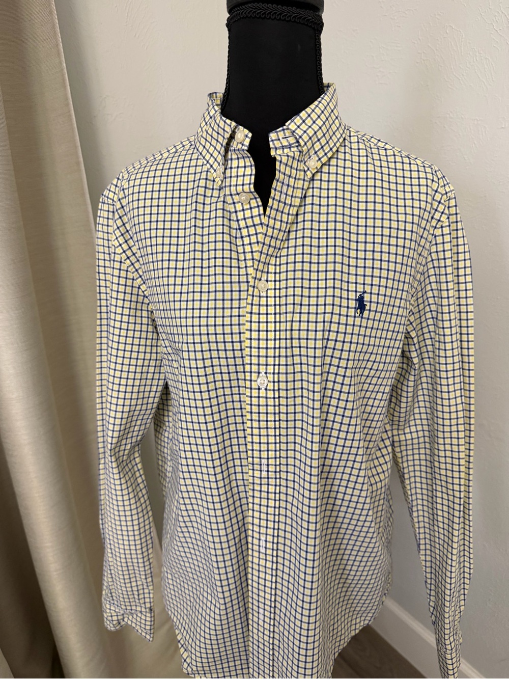Ralph Lauren Yellow and Blue Check Button-Down Shirt